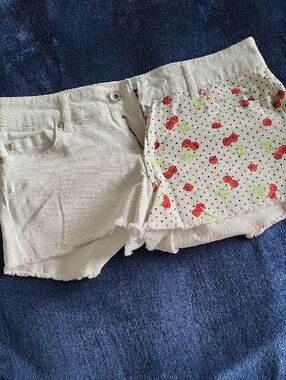 Love Sick White Cherry SKULL Print Denim Shorts 5